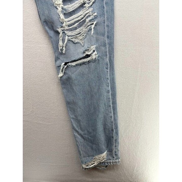 American Eagle Jeans Womens 12 Long Blue Hi Rise Tomgirl Light Wash Ripped Denim - Picture 3 of 9